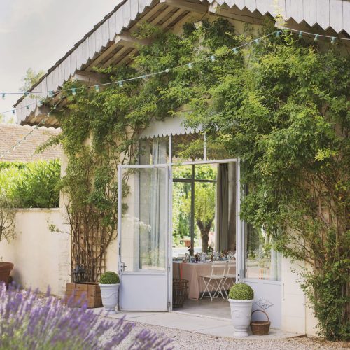 extérieur orangerie mur végétal blanche fleur