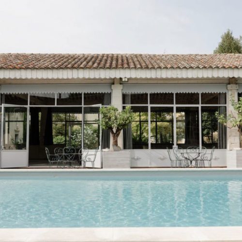 Piscine terrasse Blanche Fleur