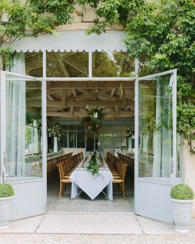 orangerie ouverte mur végétal blanche fleur